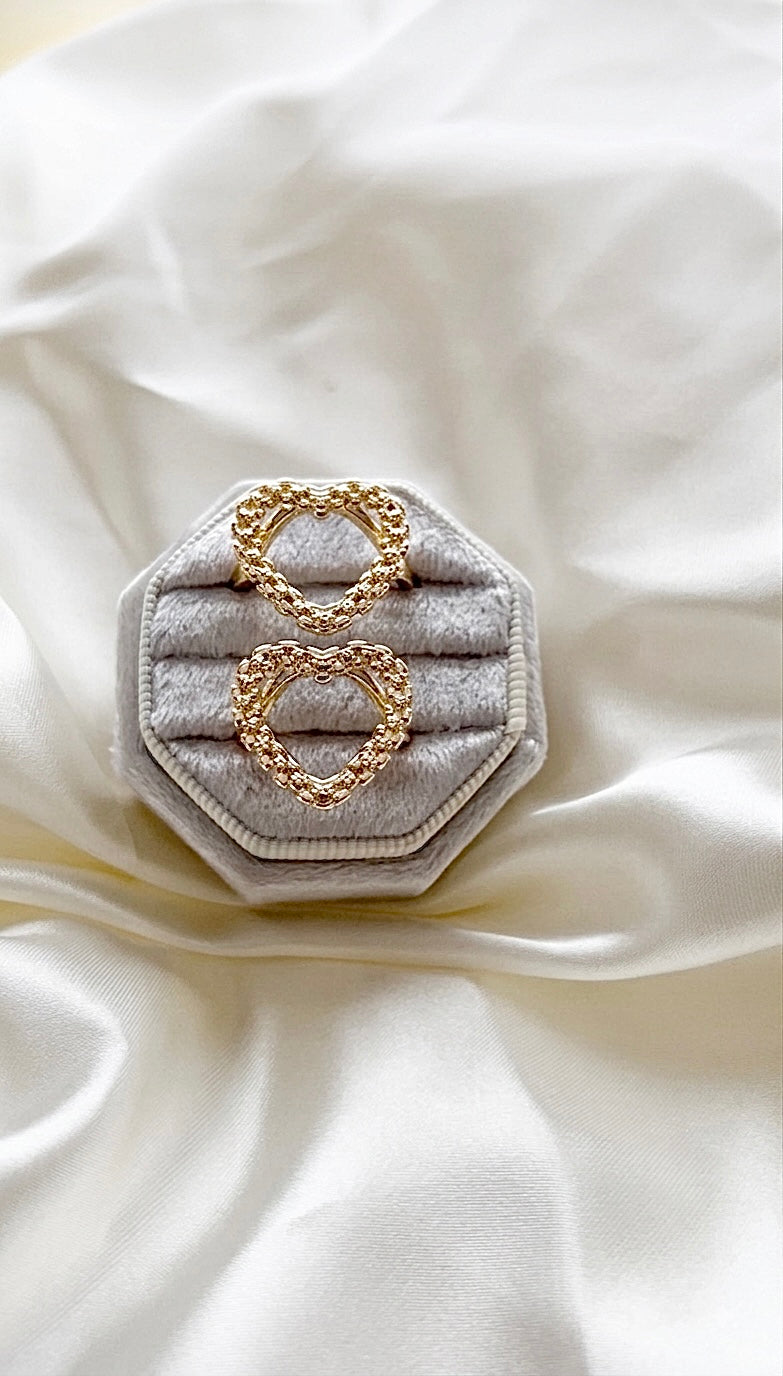 Love Rolex Ring - gold heart rings on velvet ring box